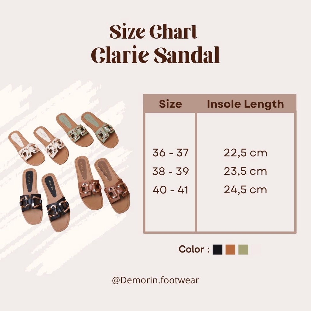 Clarie Sandal Slip On Teplek Wanita- Demorin Wanita