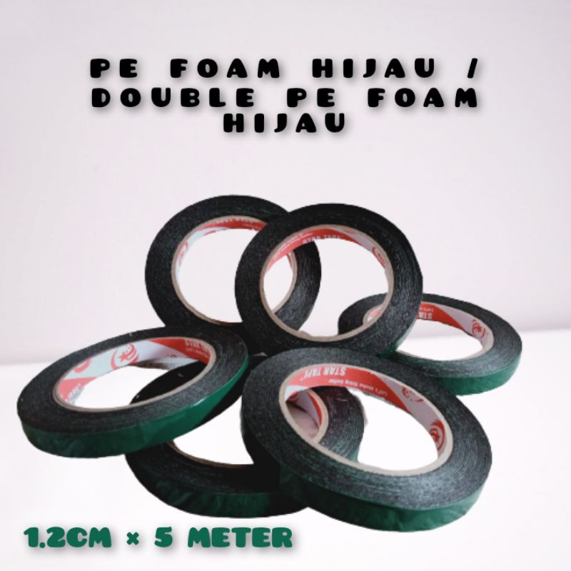 

「Skylo」Double Tape PE Foam Hijau 1.2cm x 5m/SKYPACK Double Tape Busa