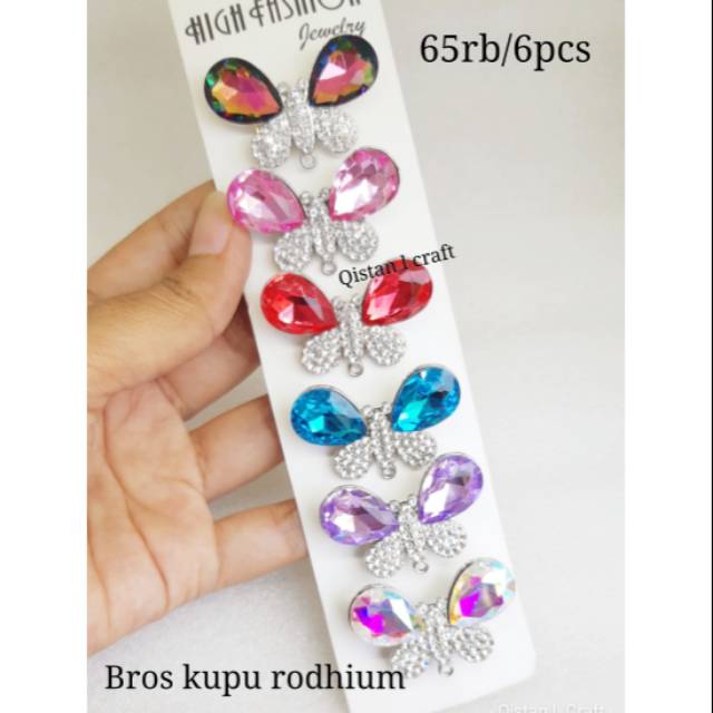 Bros ring kupu crystal rodium premium