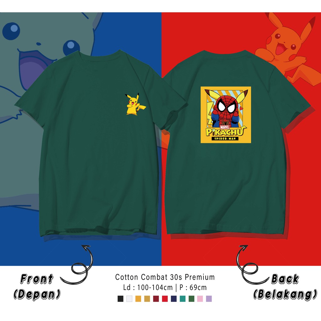 POKEMON PIKACU SPIDER CARTOON KAOS PREMIUM / TERMURAH DESIGN QUALITY