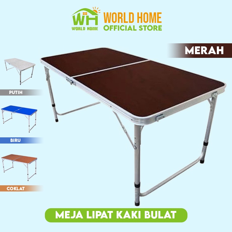 Meja Kerja Lipat Koper Alumunium Meja Portable Model Kaki Bulat Meja Kerja Sebaguna WHI FURNITURE SHOP