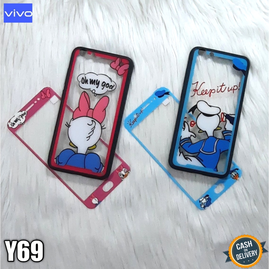 Case 360 Transparan + Tempered Glass Motif Disney For  Vivo Y69