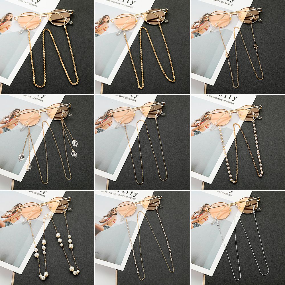 Pistachio Tali Lanyard Holder Kacamata Baca Hias Mutiara Anti Hilang Untuk Pria / Wanita-8