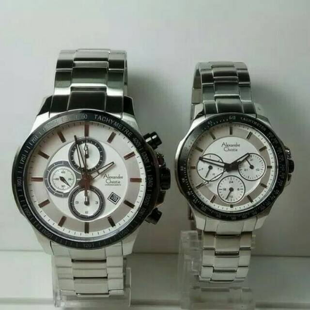 JAM TANGAN COUPLE ALEXANDRE CHRISTIE AC 6352 PASANGAN SILVER WHITE