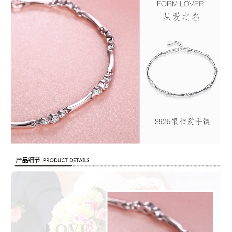 Gelang Bahan Stainless Steel 925 Silver Plated Gaya Korea Untuk Wanita