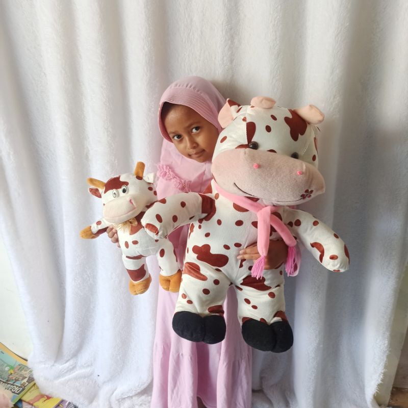 boneka sapi berdiri XL beli 1 gratis 1 boneka sapi kecil