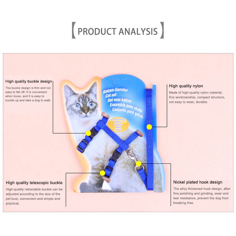 【Yayapet】Tali Tuntun Kucing/Anjing Kecil Cat Leash Kucing Harness Harness Dada Kucing Dan Anjing Bersikulasi Udara Tali Hewan Peliharaan Bereflektif Aksesoris Hewan Peliharaan