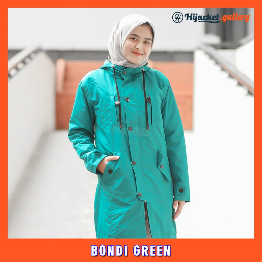Hijacket Original Ixora Hijaket Jaket Jacket Wanita Muslimah Jaket Parka Parasut Cewek Jumbo Murah Terbaru Jaket Hijaber-BONDI GREEN
