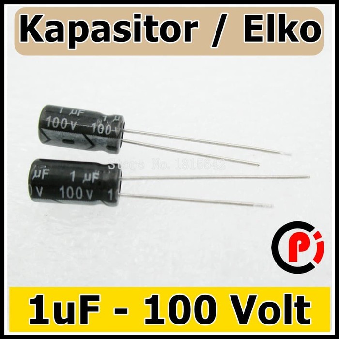 Kapasitor Elektrolit Elco Elko 1uF 100V 1 uF 100 Volt V