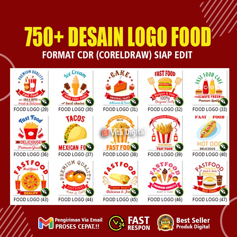 750+ Koleksi Logo Food / Restaurant Format (coreldraw) CDR Siap Edit