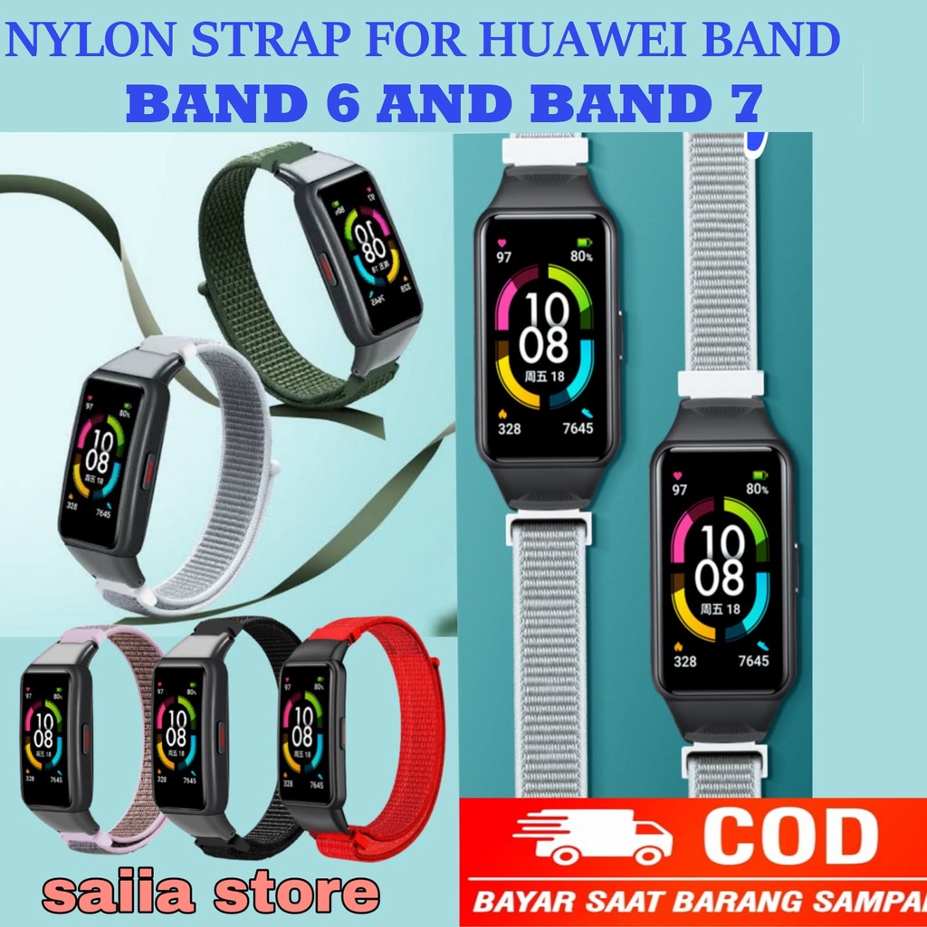 Saiia Strap Nylon for Huawei Band 7 and Band 6 Honor Band 6 and band 7 Nylon strap Tali Pengganti Untuk Huaweii Band 6 Model Klip Besi