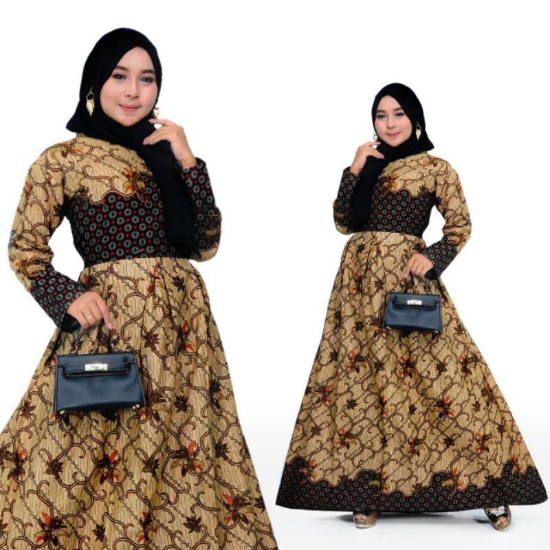 Couple gamis batik hem seragam batik seno sogan