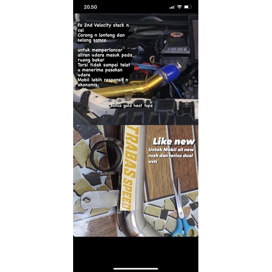 Intake + velocity stack ( all new rush dan terios)