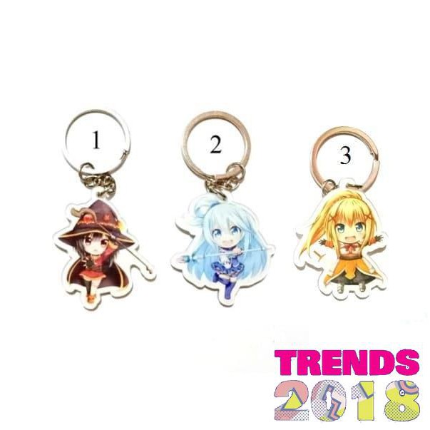 Promo Keychain Gantungan Kunci Anime Konosuba Megumin Aqua Darkness Murmer