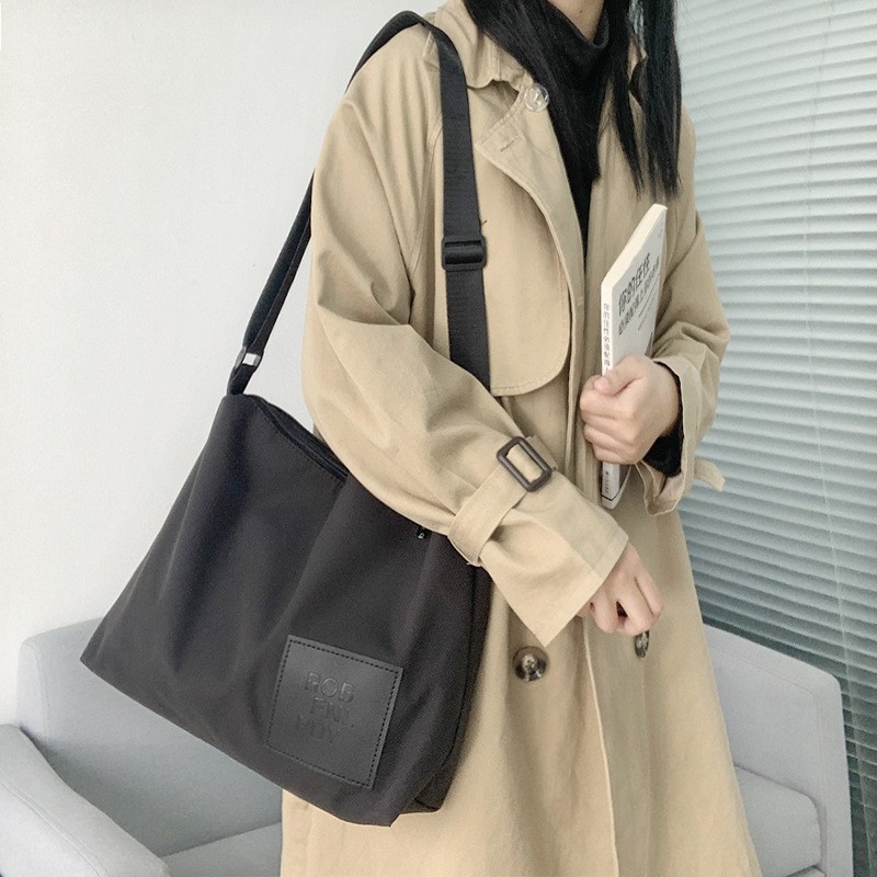 TC-104 tas selempang polos canvas wanita pria import jepang kampus