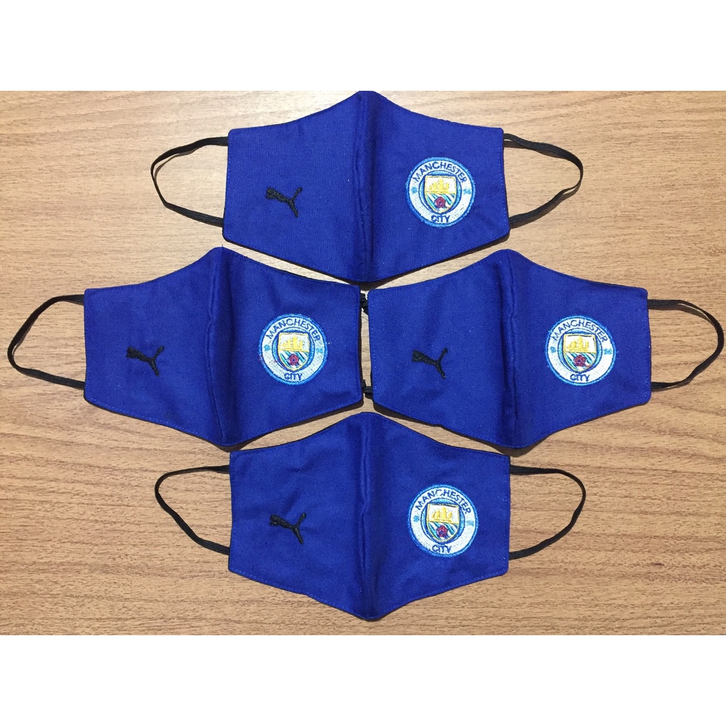 Masker Manchester City (bordir &amp; 3 ply)