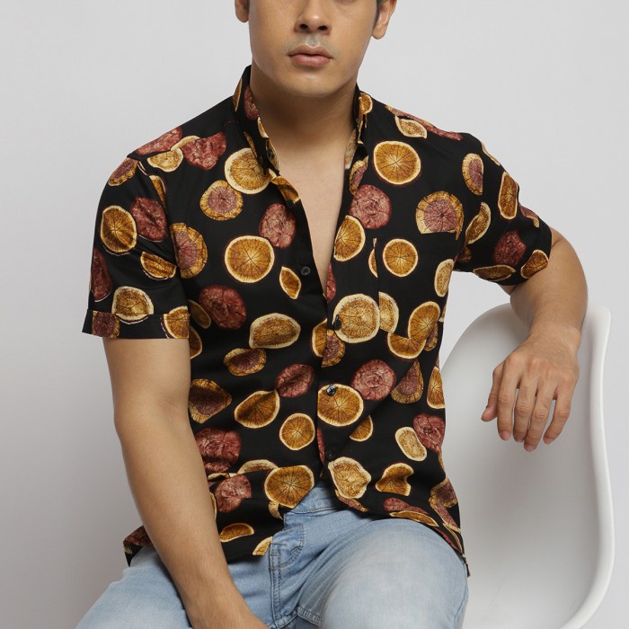 VENGOZ Kemeja Pria Slimfit - Wood Printed Shirt - M