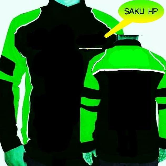 jaket motor polos ojol hitam hijau