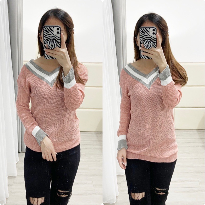 atasan vneck long sleeve