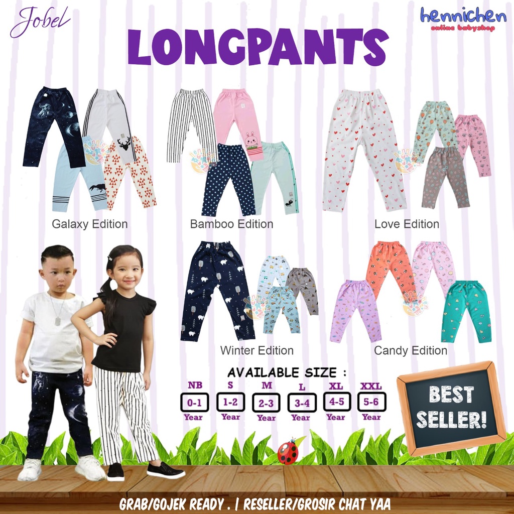 ISI 4 PCS PROMO Jobel BY kAZEL Long Pants Forest / winter / galaxy / BAMBOO / candy / jobel love pants Edition celana panjang anak celana anak  legging anak 0-6tahun