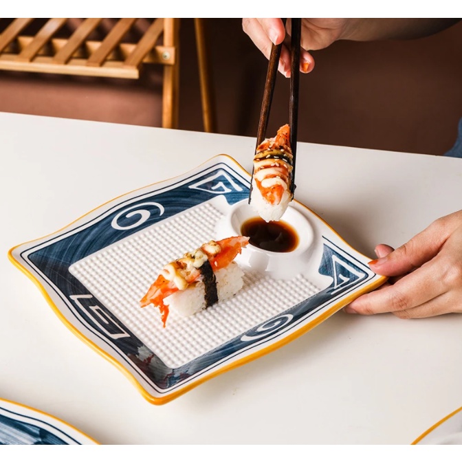 Piring Snack Keramik/ Piring Keramik Sekat/ Piring Sushi Keramik