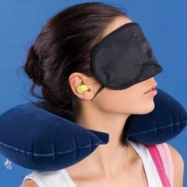 INFLATABLE TRAVEL PILLOW (BANTAL LEHER, PENUTUP MATA, PENUTUP TELINGA)