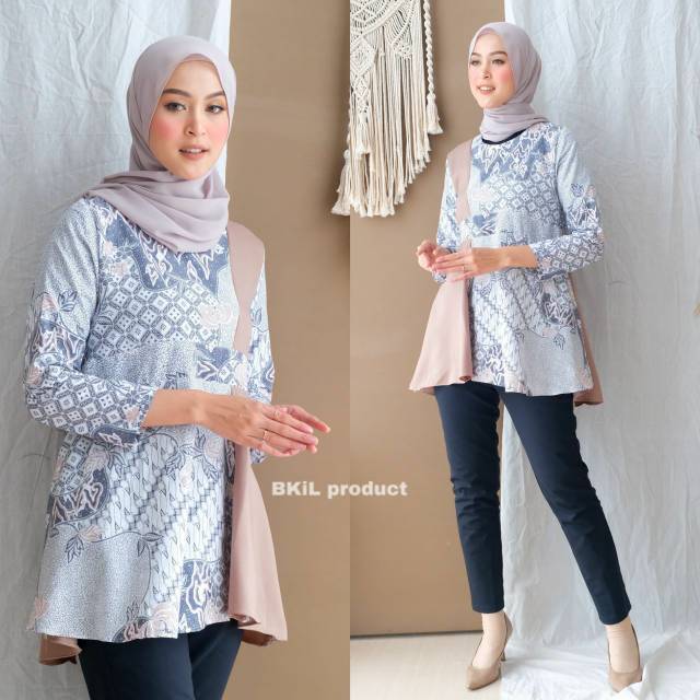 tey-17 Batik wanita ASJ SA HRB026 Kenongo Kemeja Tosca Pendek-1