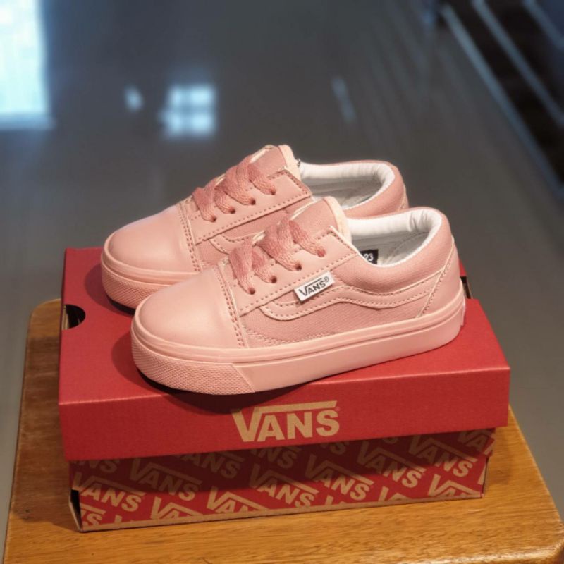 sepatu vans anak anak perekat dan tali putih / peach murah