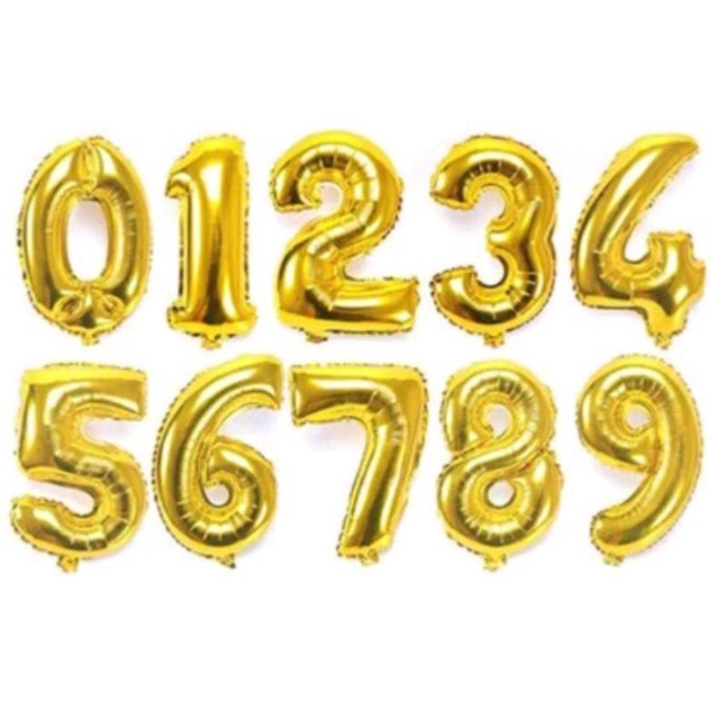 BALON ANGKA EMAS / DEKORASI BALON / DEKORASI ULTAH