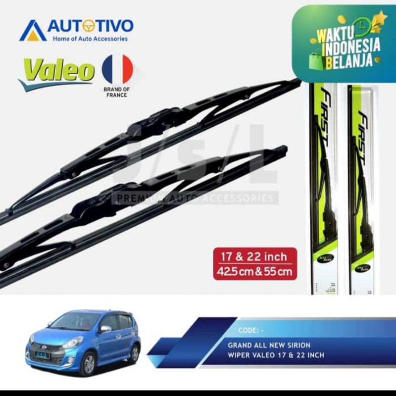 wiper mobil valeo (2pc kiri kanan) mobil grand all new sirion jsl