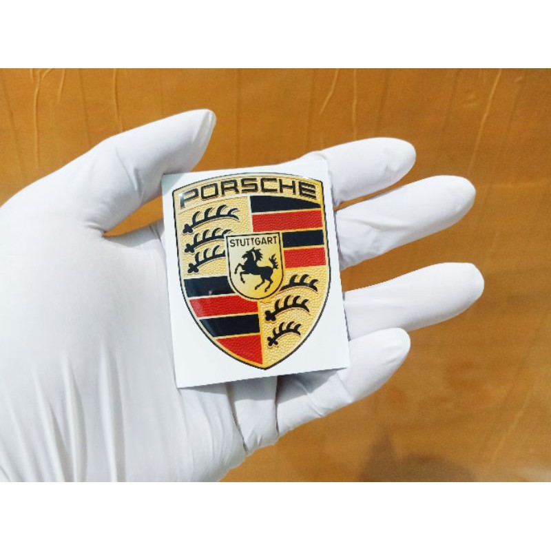 Stiker timbul sticker emblem resin lentur logo Porsche