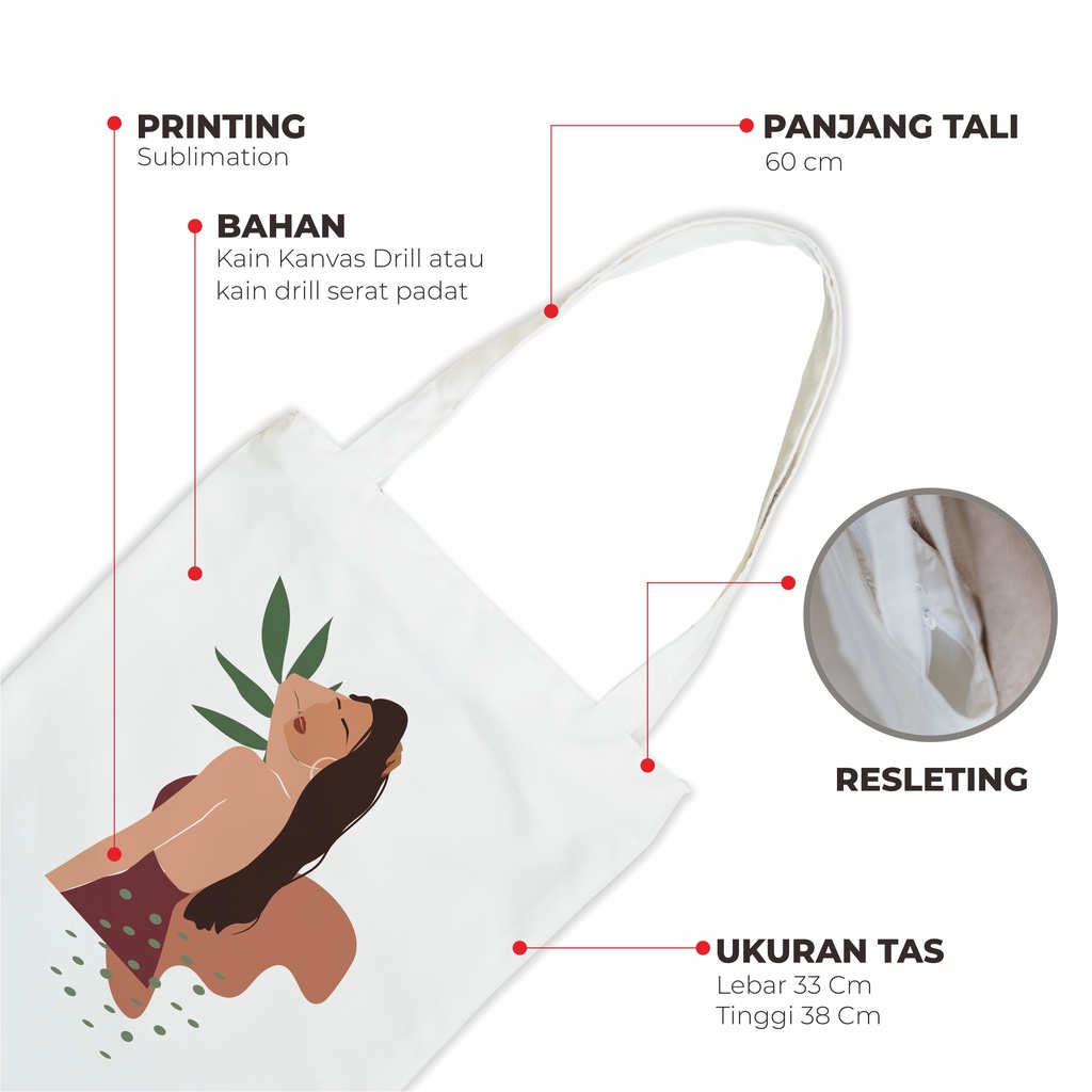 Sevine Totebag Drill Tas Wanita Tote Bag Resleting Aesthetic Fashion Wanita Nordic - GN