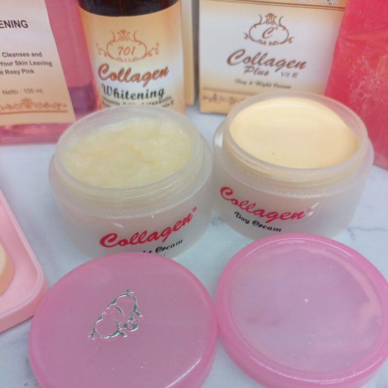 PAKET CREAM COLLAGEN 6IN1 ( SABUN, TONER, SERUM, CREAM SIANG, CREAM MALAM, BEDAK)