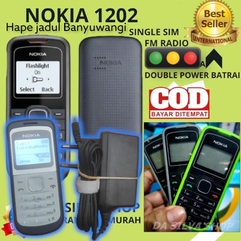 Nokia 1202 second original HP baterai charger tinggal pakai
