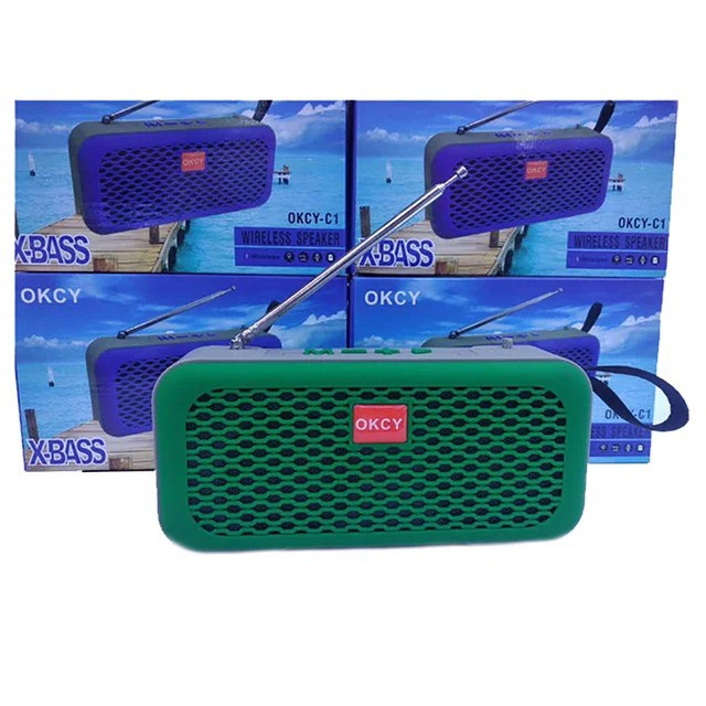 Speaker Bluetooth FM Radio Rechargeable Portable OKCY C1 Audio Tape Antenna Radio Mini Speaker