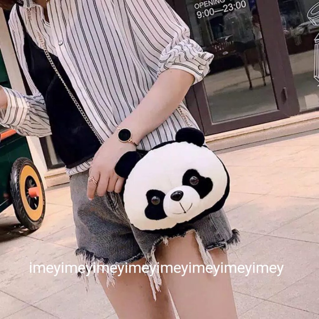 Tas selempang Cute Plush Bear Shape Women Handbag Crossbody Shoulder Bags Ladies Girls Casual Chain