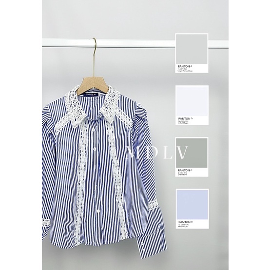 MDLV ~ BM 2383 GIOBERTA PUFF SLEEVE STRIPED SHIRT // ATASAN LENGAN PANJANG // FASHION IMPORT WANITA