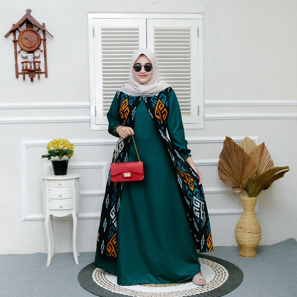 Baju Gamis Elizia Maxy, Katun HQ Kombinasi Toyobo, Ori Gamis Batik Aksara Pekalongan BIG SIZE JUMBO