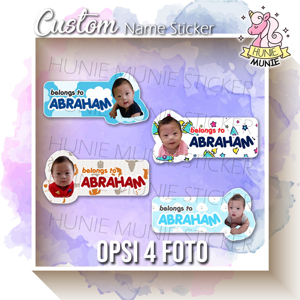 

Sticker Label Nama Custom Foto Anak - 100pcs Stiker Photo