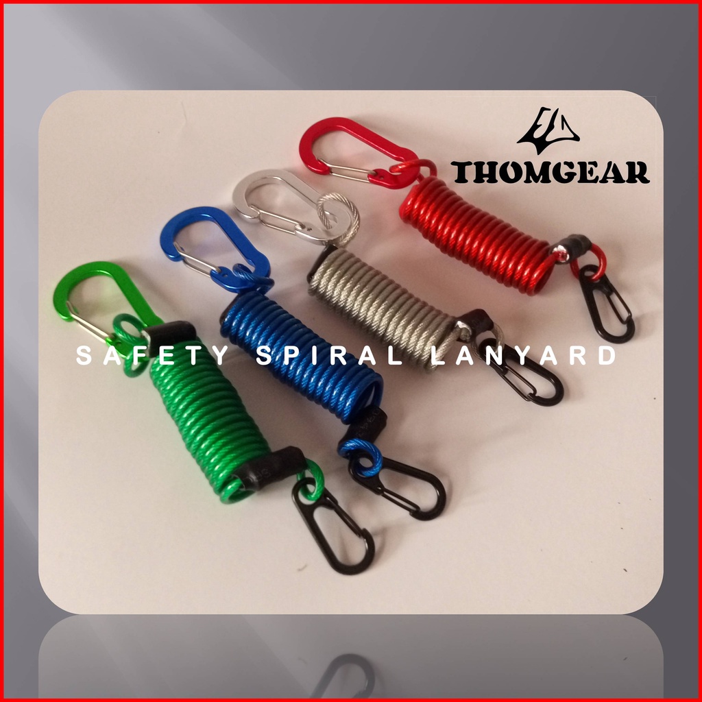 Tali Pengaman Carabiner Gantungan Kunci Spiral Lanyard Besar dan Kecil Custom Untuk Kunci Ratchet Pistol Kontak Motor Mobil Elastis Bahan Kawat Sling Lanyard 06