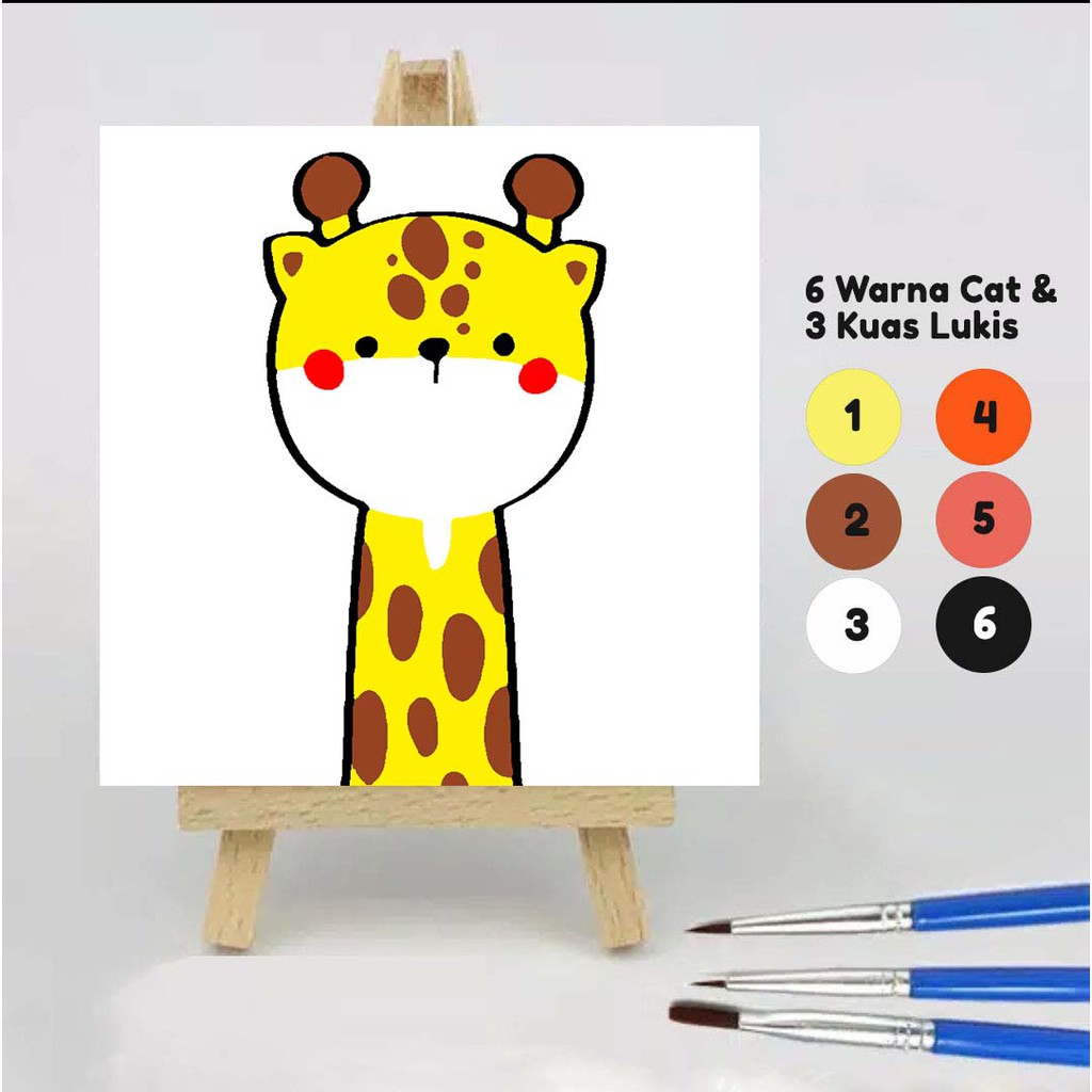 

Paint by number ANIMAL GIRAFFE WHITE 20x20 Wooden Painting kit/Set Melukis anak/Paket Mewarnai chaewon