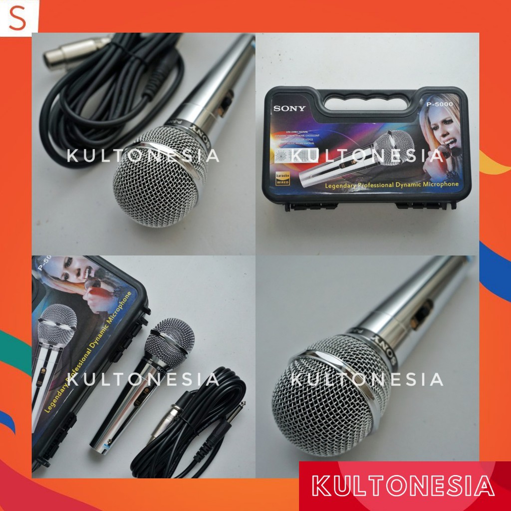 Sony P-5000 Microphone Vocal Profesional Cable Mic Kabel Suara Mantap