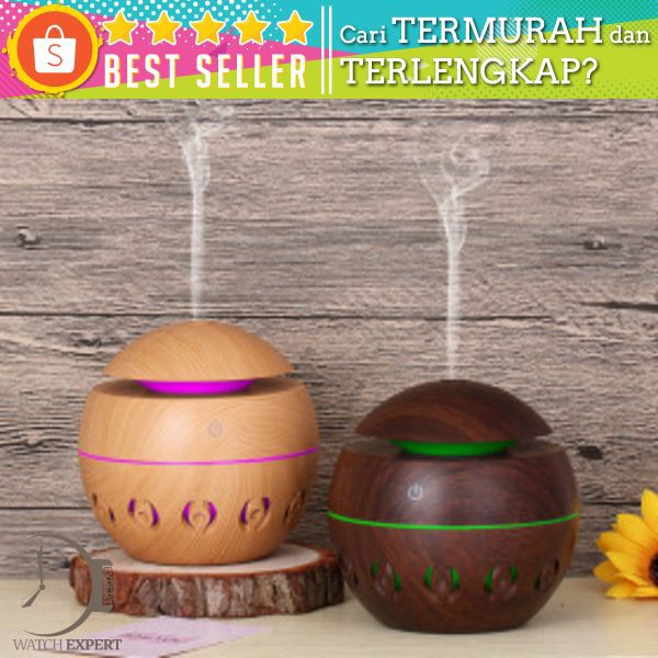 Taffware Ultrasonic Humidifier Aroma Essential Oil Diffuser Wood Design 130ml - KJR12 - Light