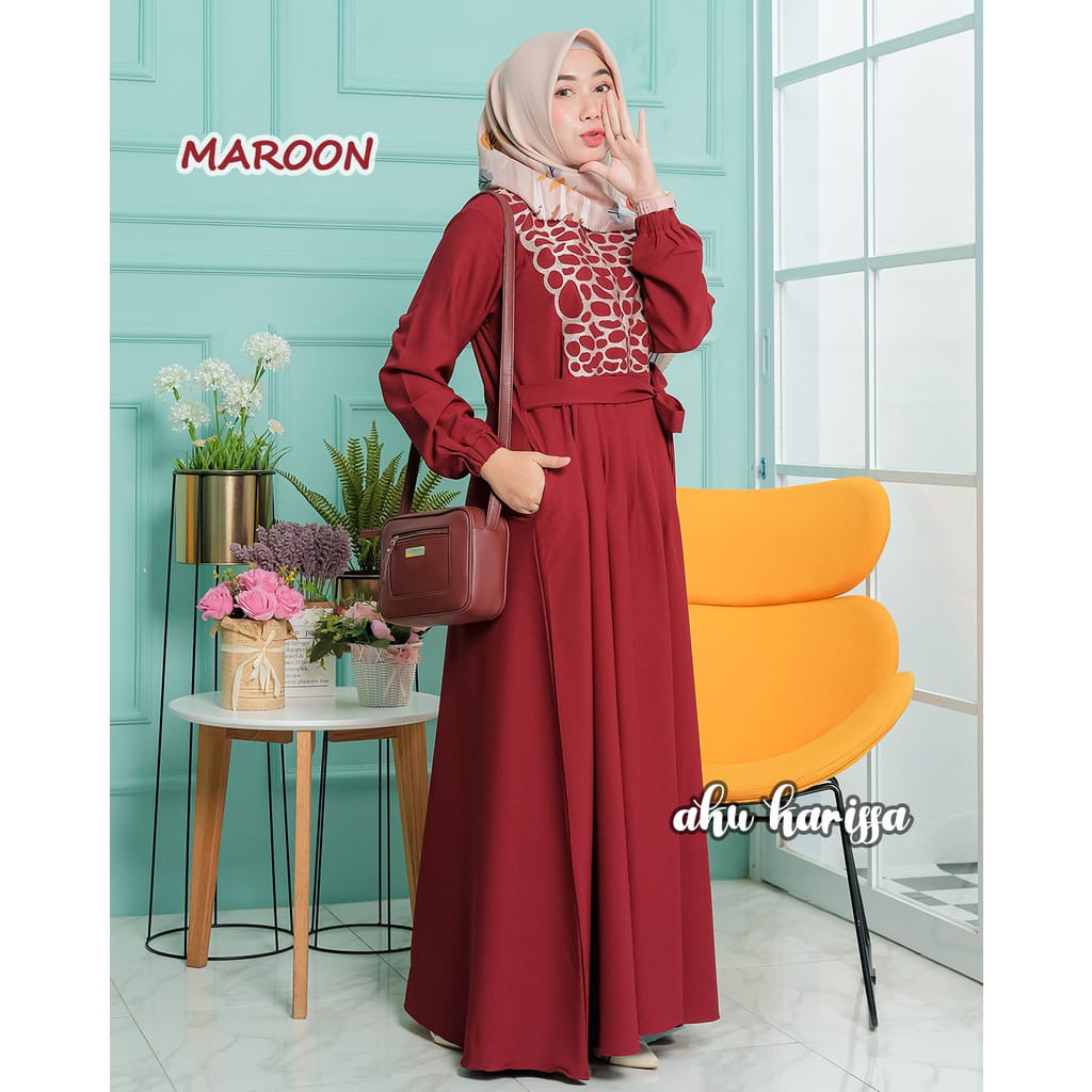 Dress Wanita Busui Motif Gamis Terbaru Ukuran Jumbo Daster  Terkeni dan Termurah Erina Dress Bordir