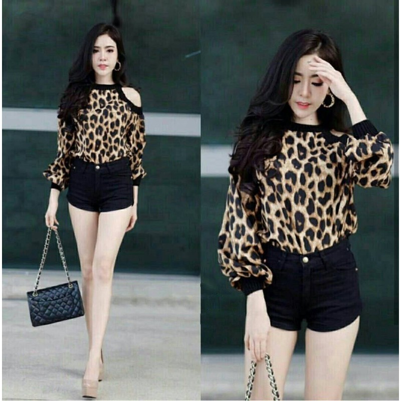 atasan leopard fashion bahan rayon ( K4800 )