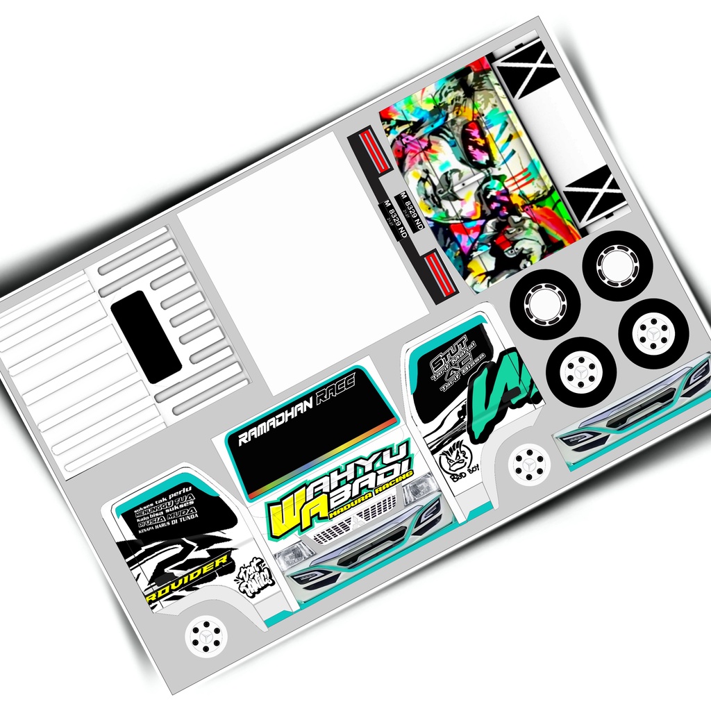 Promo Stiker miniatur truk oleng Wahyu Abadi 02 ukuran besar