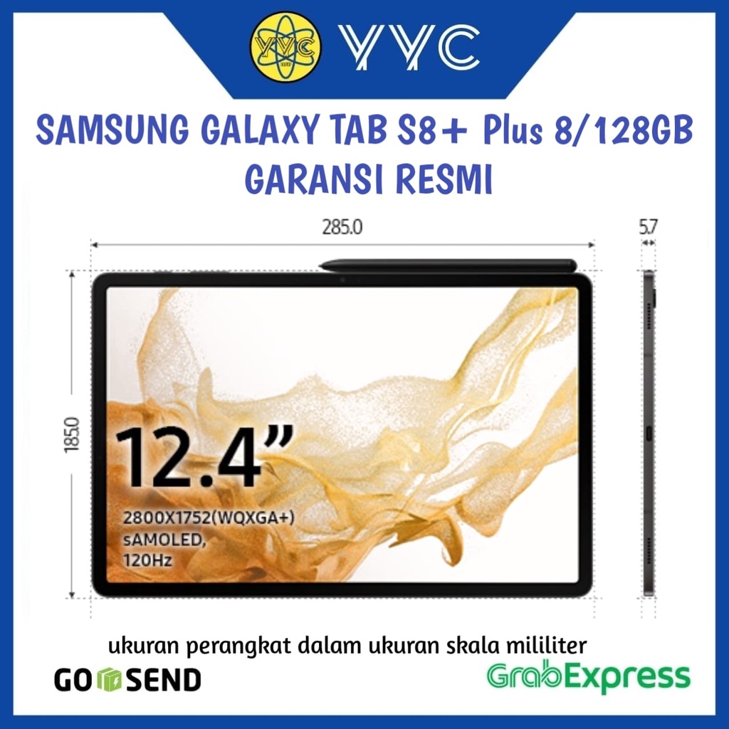 Tablet / Samsung Galaxy Tab S8+ Plus Ram 8/256GB [ RAM 8 ROM 256GB ] 12.4" Garansi Resmi