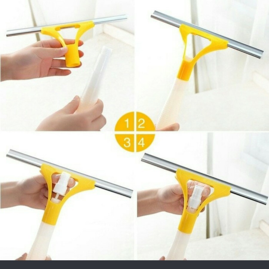 Spray window cleaner 2 in 1 / wiper pembersih kaca serbaguna rumah set alat kebersihan mobil home on