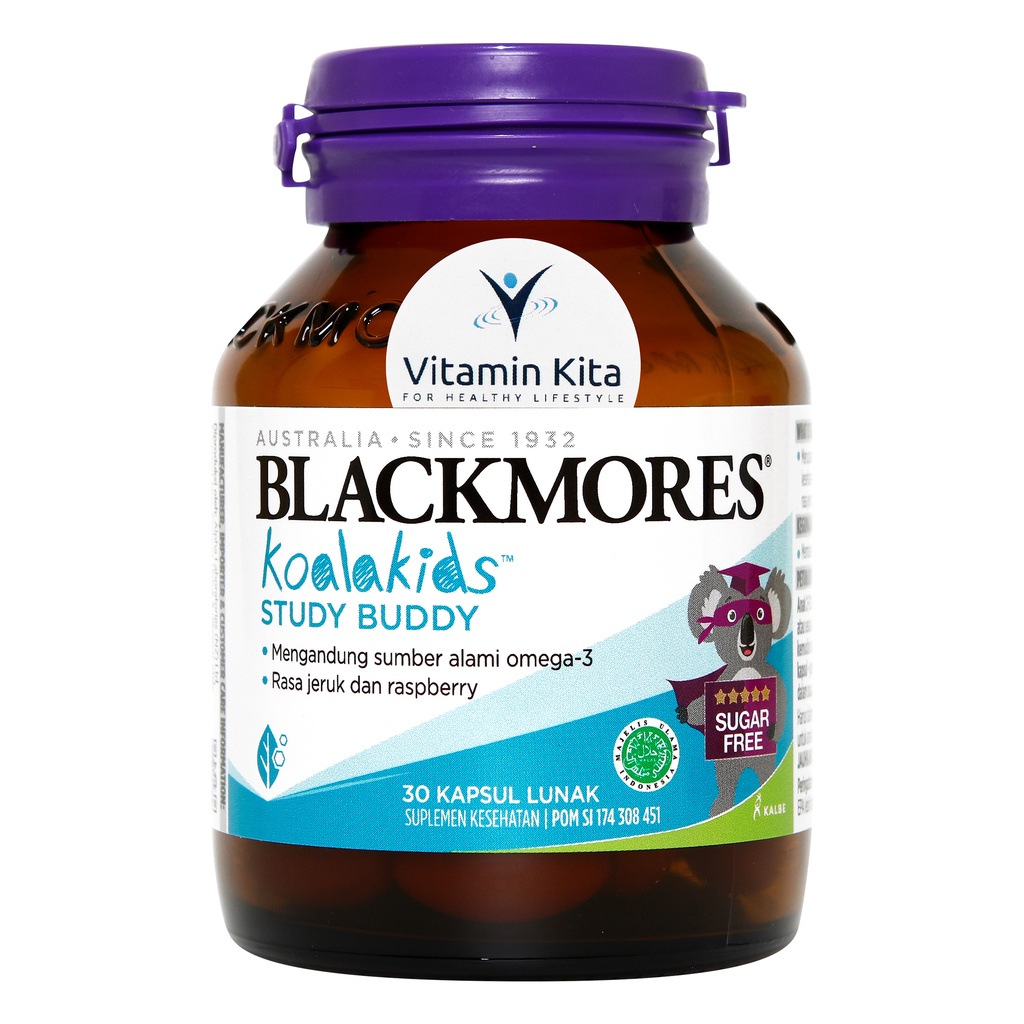 BLACKMORES KIDS STUDY BUDDY - 30 CAPS Kalbe | Minyak Ikan Anak, Vitamin Omega 3, DHA, EPA | Kemasan Baru Fruity Fishies