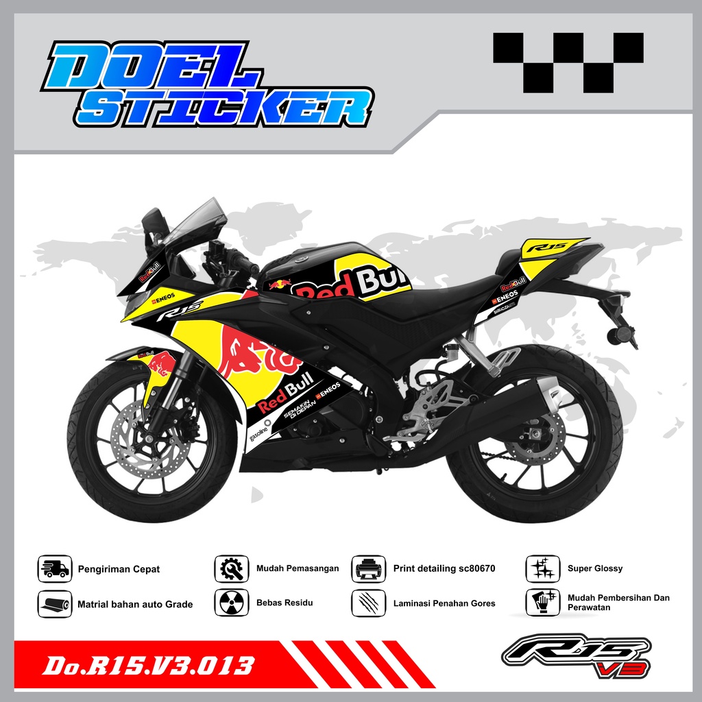 STICKER STRIPING R15 V3 - STICKER STRIPING SEMI FULL LIST VARIASI HOLOGRAM , CROME R15 V3 DOEL 013